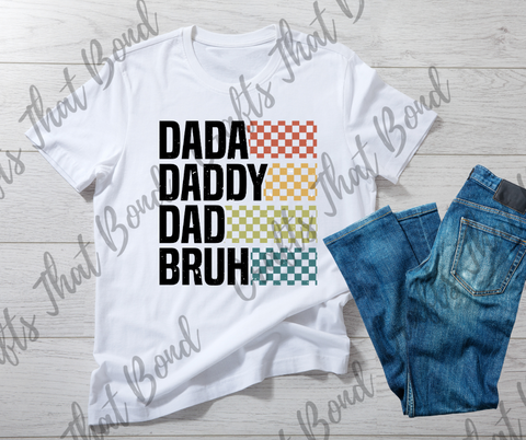 Dada, Daddy, Bro Checkered  T-Shirt