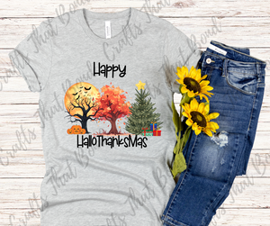 Happy HalloThanksMas Trees T-Shirt