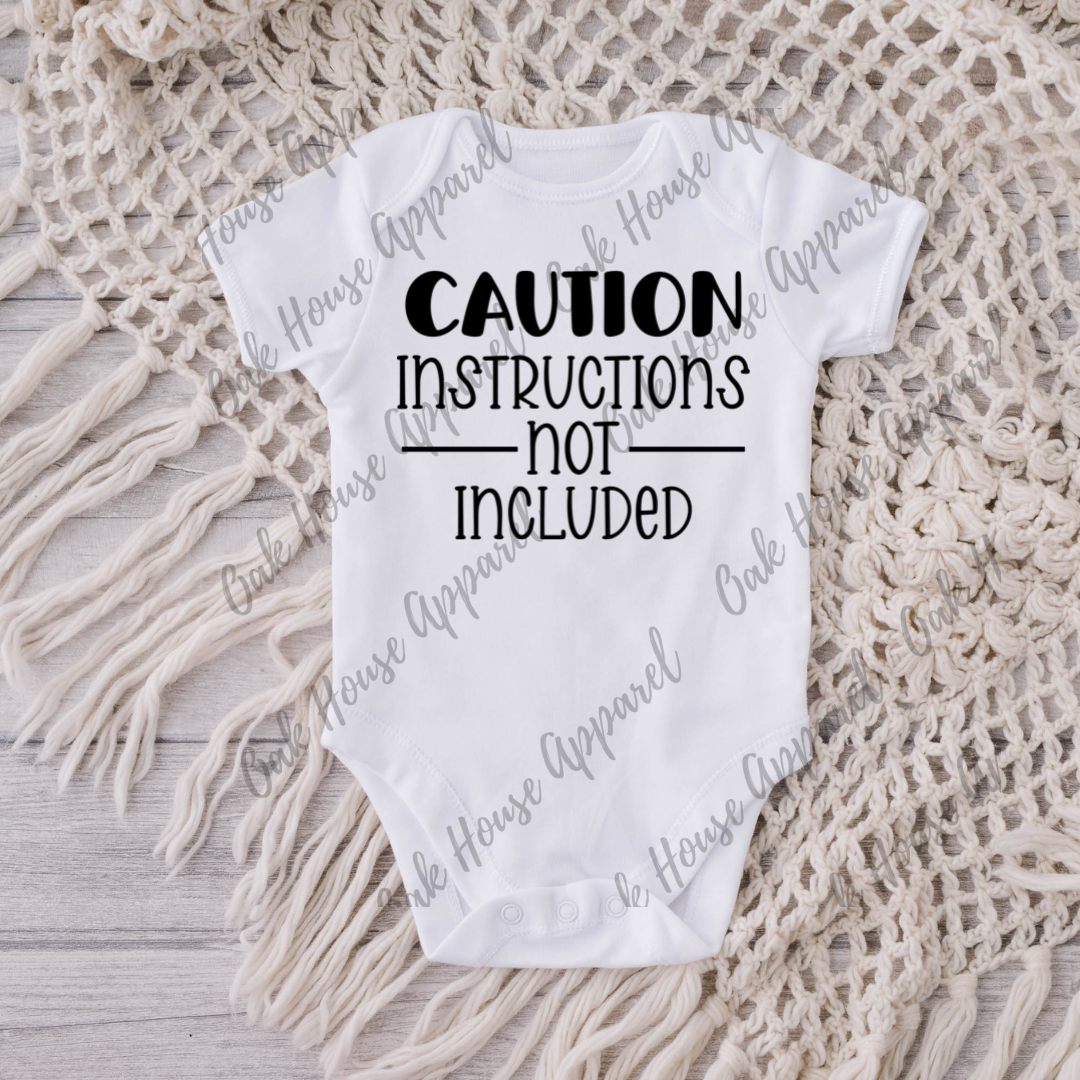 Caution Instructions Not Included Onesie