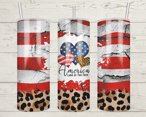 America Land of the Free Leopard Tumbler