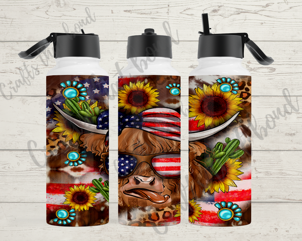 American Highland Cow Sublimation Tumbler