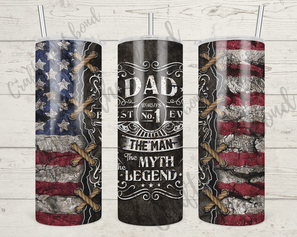 Best Dad Ever American Flag Laced Sublimation Tumbler