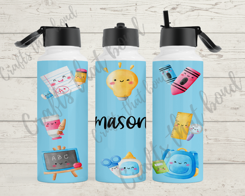 Blue School Supply Sublimation Hydro Water Bottle
