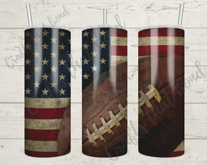 American Flag Football Tumbler