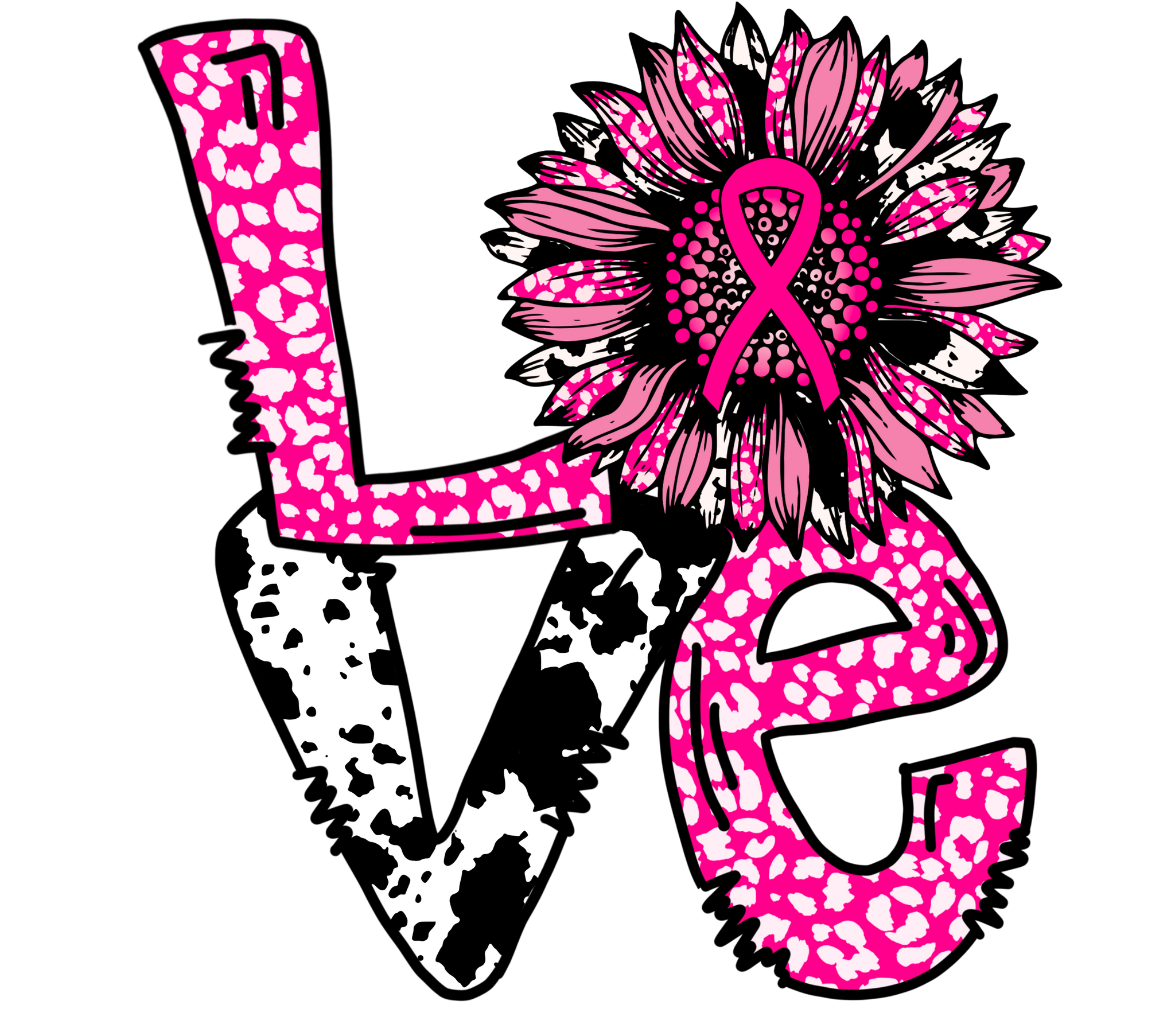 Love Breast Cancer Sunflower DTF Transfer Only