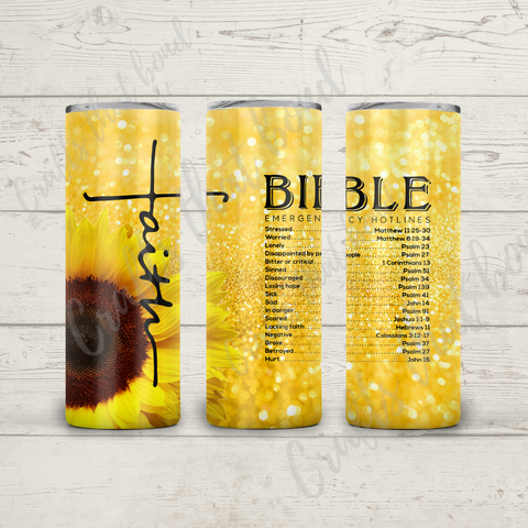 Sunflower Bible Emergency Sublimation Tumbler