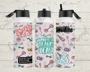 Work Out Sticker Hydro Sublimation Water Bottle